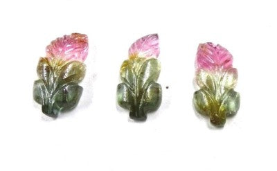 Natural Multi Tourmaline Leaves 10.64 Ct Carved Gemstone For Earrings/pendant