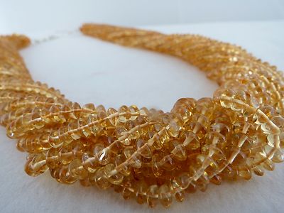 Citrine Beaded Bunch Necklace 11 Line 839ct Gemstone Sterling Silver Clasp