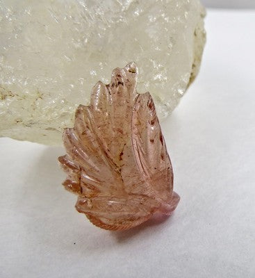 Natural Tourmaline Carved Leaf 14.43 Ct Loose Gemstone For Pendant Or Ring