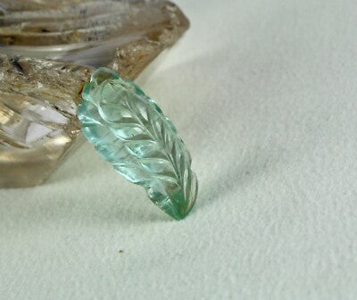 Certified Natural Aquamarine 22.43 Ct Carved Leaf Loose Gemstone Ring Or Pendant