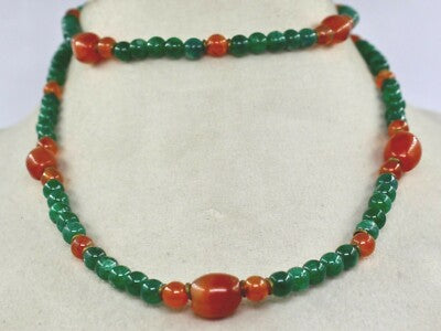 Natural Orange Carnelian 0ct Green Quartz Round Beads Fashion Necklace For Women