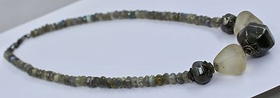 Labradorite & Rock Crystal Gemstone Necklace 296 Ct Faceted Designer Beads