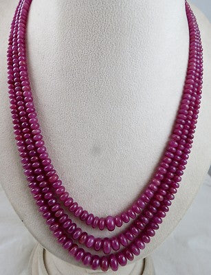Certified Natural Ruby Round Beads Vintage Necklace 590 Ct Big Gemstone Red