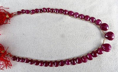 Certified Ruby 89ct Faceted Heart Drops Gemstone Necklace 39pc Fashion