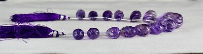 Certified Natural Amethyst Teardrop Carved 15pc Necklace 306ct Hanging Design
