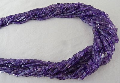 Natural Amethyst 1054ct Beaded Square Sterling Silver Stylish Necklace For Women