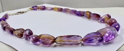 Certified Ametrine Faceted 778 Ct Cabochon Gemstone Beads Necklace