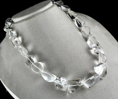Natural Rock Crystal Quartz 920 Carat Gemstone Necklace Beads Cabochon