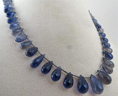 Iolite Faceted Teardrop Beads Necklace 133 Ct Gemstone Fashion Women's Jewelry
