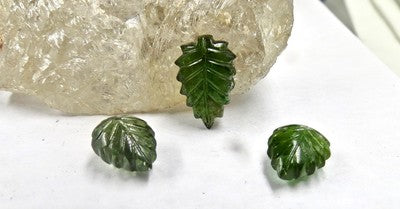 Natural Green Tourmaline Carved Leaves Loose Gemstone 18.30 Ct Earring Pendant