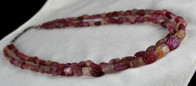Certified Old Natural Multi Tourmaline Rubellite 323ct Carved Beads Necklace