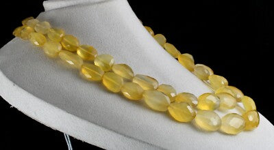 Yellow Chalcedony Beads Faceted 1478 Ct Gemstone Fashion Necklace For Women