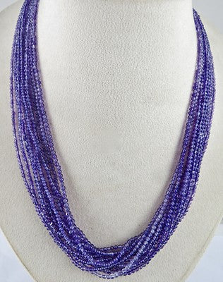 Sterling Silver Natural Amethyst Beads Necklace 290ct Round 11 Line For Women