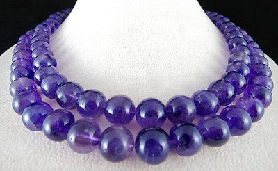 Amethyst Beads Necklace 2 L 800 Ct Round Semi Precious Big Gemstone Fine