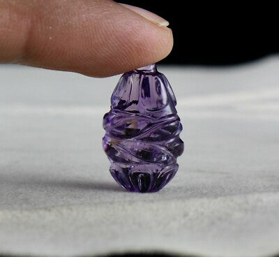 Natural Amethyst 25x15mm Tear Drops Pendant 21.83ct Gemstone Hanging Jewelry