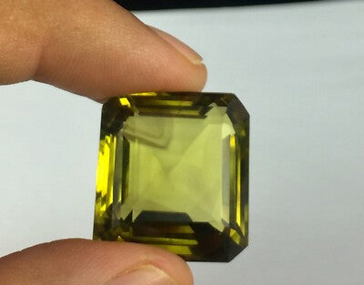 Natural Lemon Quartz Octagon 24x22mm 56ct Semi Precious Gemstone Pendant