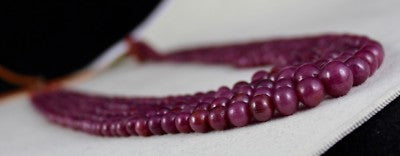 Certified Natural Ruby 873 Ct Beaded Round Vintage Necklace For Women