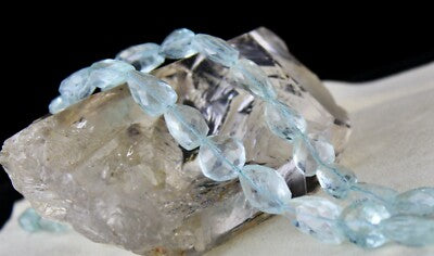 Certified Natural Aquamarine 470ct Faceted Beads Sterling Silver Necklace