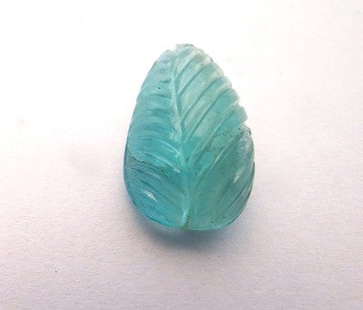 Natural 26x16mm Blue Aquamarine Carved Leaf Gemstone Ring Pendant 31.80 Ct
