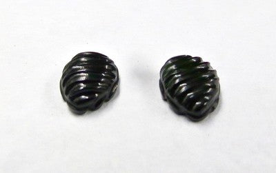 Natural Greenish Black Tourmaline 6 Ct Carved Leaves 2 Pcs Gemstone Earring