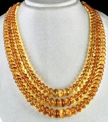Certified Natural Yellow Citrine Beads 935 Ct Round Statement Necklace For Women