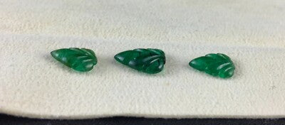 Certified Natural Emerald Carved Leaf 3 Pcs 4 Ct Gemstone Pendant Earring Design