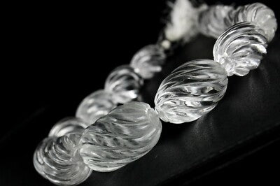 Natural White Rock Crystal Quartz Beads 13 Pcs Oval 1142 Carats Gemstone