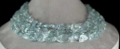 Certified Natural Blue Aquamarine Faceted Tumble Beads 1061 Ct Finest Necklace