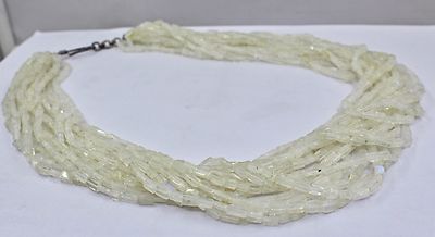 Natural White Moonstone Tube Beads Necklace 15 L 837 Ct Fashion Gemstone
