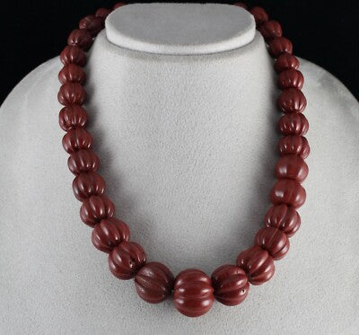 Red Jasper Melon Beads 22mm 882 Ct Sterling Silver Fashion Necklace