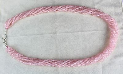 Sterling Silver Natural Rose Quartz Beads 591 Carat Gemstone Necklace For Women