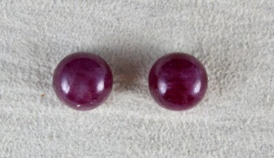 Certified Natural Ruby Round Cabochon Pair Gemstone 19.90 Ct Earrings Women