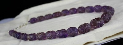 Certified Natural Amethyst 922 Ct Engraved Sterling Silver Antique Necklace