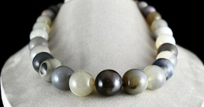 Certified Big Natural Agate 1562 Ct Sterling Silver Multi Round Gem Necklace