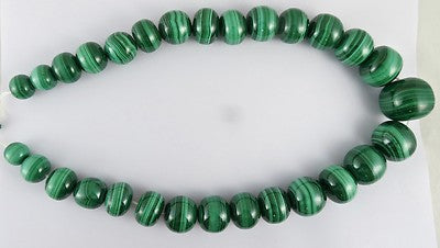 Certified 35mm Round Malachite Beads 3865 Ct Semi Precious Gemstone For Women