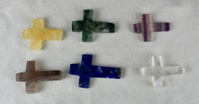 Vintage Multi Quartz Gemstone Spiritual Cross Pendant 6 Pcs 289ct