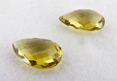 Natural Lemon Quartz Pear Pair 25mm 45ct Gemstone For Earring
