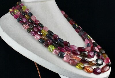Certified Natural Multi Tourmaline Nugget Beads Necklace 4 L 2221 Ct For Women