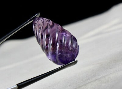 Natural Amethyst 32x19mm Tear Drop Pendant 67.75ct Carved Gemstone For Women