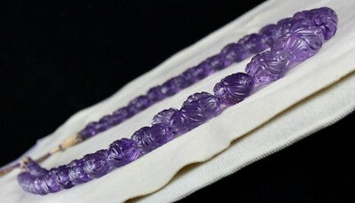 Certified Natural Amethyst 759 Ct Carved Beads Important Gemstone Necklace