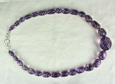 Certified Natural Amethyst 740ct Carved Oval Sterling Silver Necklace