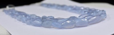Natural Blue Chalcedony Faceted Beads 734 Ct Sterling Silver Necklace