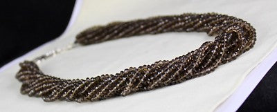 Natural Black Smoky Quartz Beads 10mm Faceted Round Necklace 860 Ct Gemstone