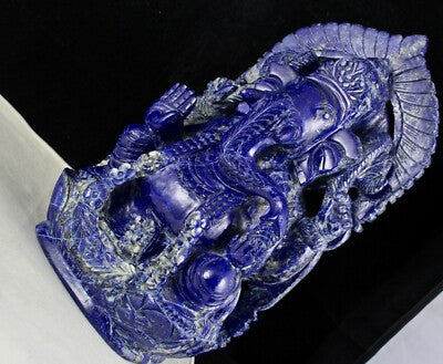 Certified Natural Lapis Lazuli Lord Ganesha 10" 21000 Ct Gemstone Decor Statue