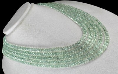 Certified Green Amethyst Necklace 939 Ct Faceted Round Beads Elegant For Women