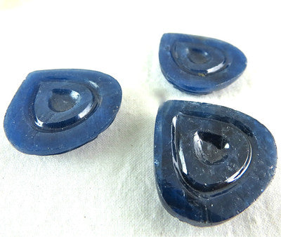 Certified Natural Blue Sapphire Carved Heart 65 Ct Earring Pendant Gemstone Set