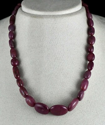 363ct Natural Unheated Ruby Nugget Beads Sterling Silver Necklace