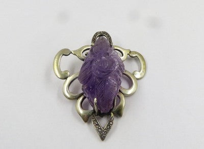 Natural Purple Amethyst 93.5ct Gemstone Natural Diamond Sterling Silver Pendant