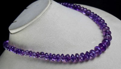 Sterling Silver Natural Amethyst 389 Ct Round Beads Purple Gemstone Necklace