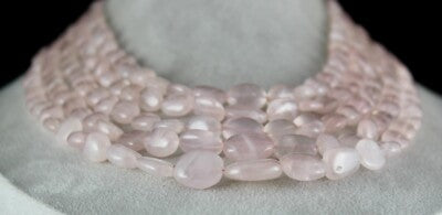 Natural Rose Quartz 1134 Ct Beads Cabochon Fashion Necklace For Women